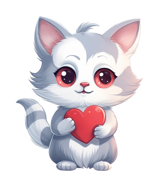 illustration of cute romantic cat cartoon ai generated