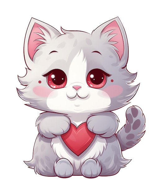 illustration of cute romantic cat cartoon ai generated