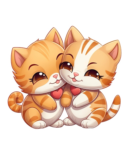 illustration of cute romantic cat cartoon ai generated