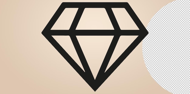 PSD illustration of diamond icon png on transparent background