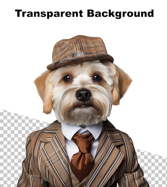 An illustration of a dog in a nice suit