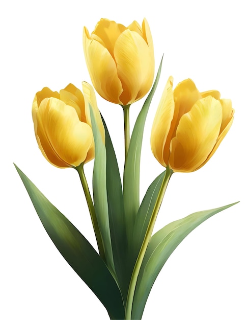 PSD illustration of easter yellow tulips