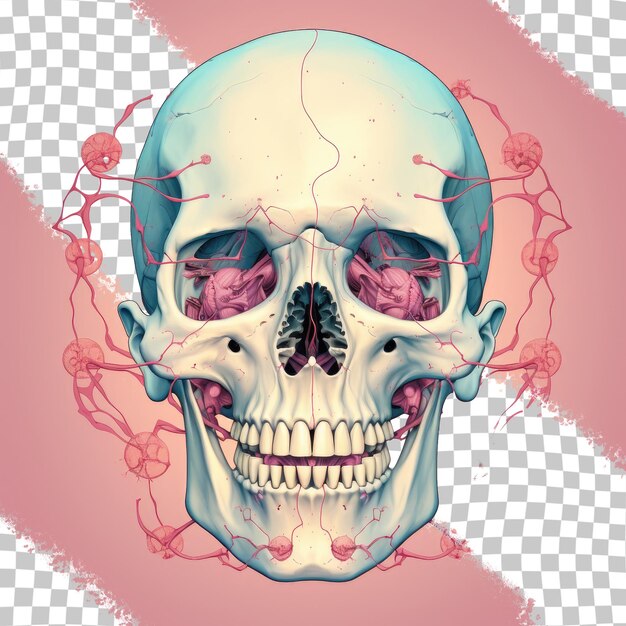 PSD illustration of facial skull and lymph node anatomy