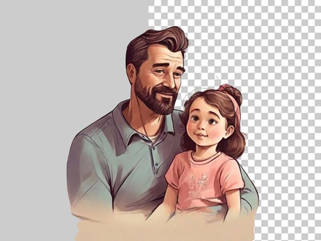 PSD illustration of fathers and daughter