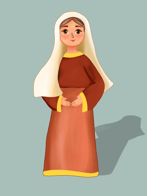 illustration of a female persian tribe character with a typical middle eastern dress or outfit