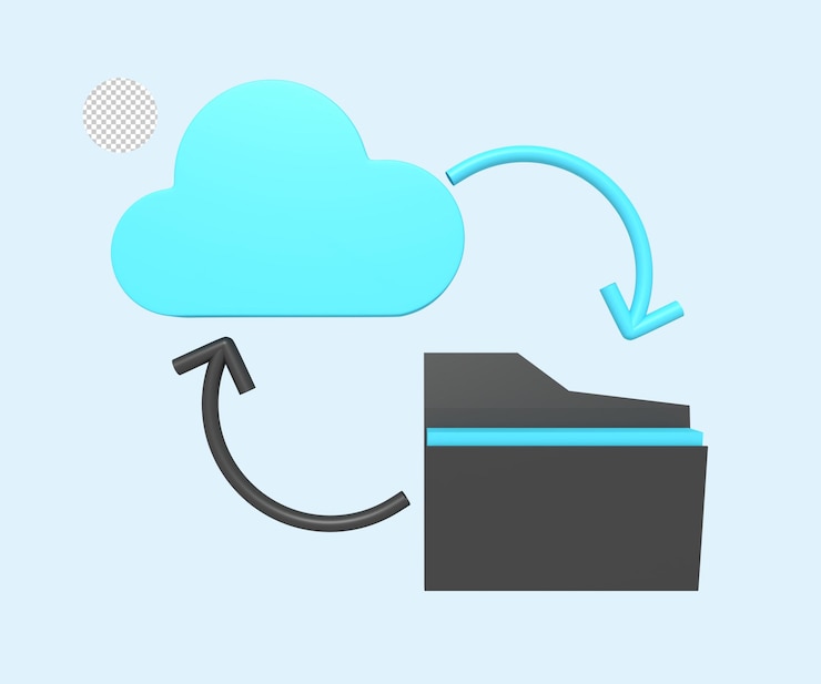 PSD illustration of file being transferred to cloud storage