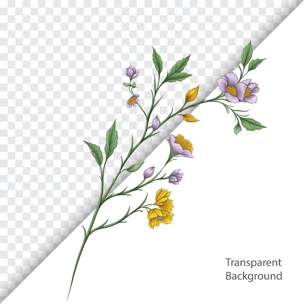 PSD illustration of flowers transparent background