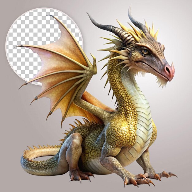 Illustration of a flying dragon cartoon on transparent background