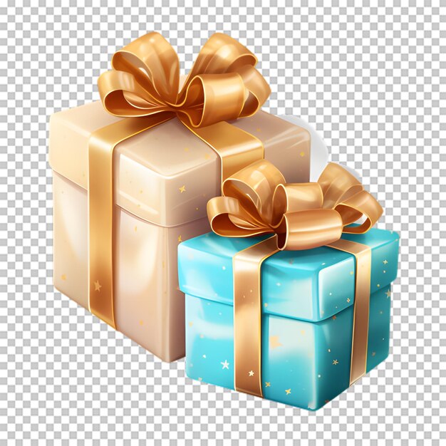 Illustration gift boxes with ribbon isolated on transparent background
