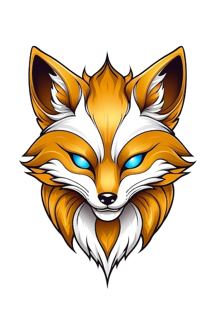 Illustration of a golden fox head on a white background