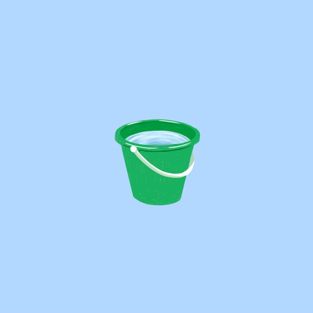 PSD illustration of a green bucket full of water