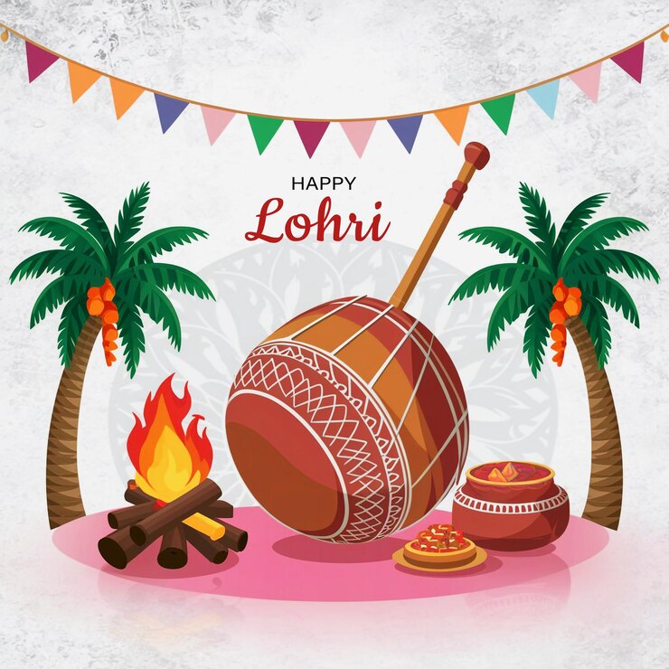 PSD illustration of happy lohri festival