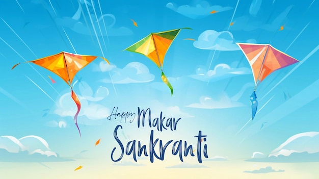 PSD illustration of happy makar sankranti holiday india festival
