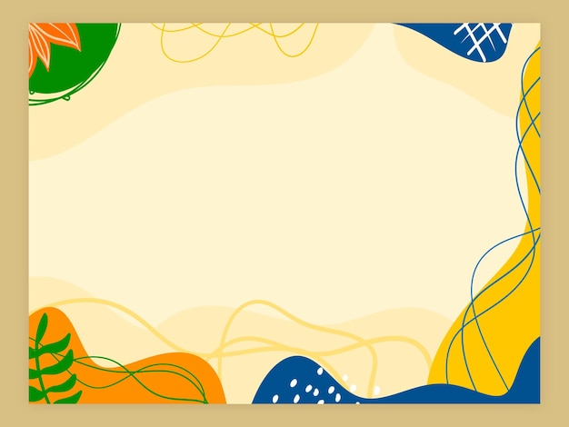 PSD illustration line botanical background orange and blue abstract
