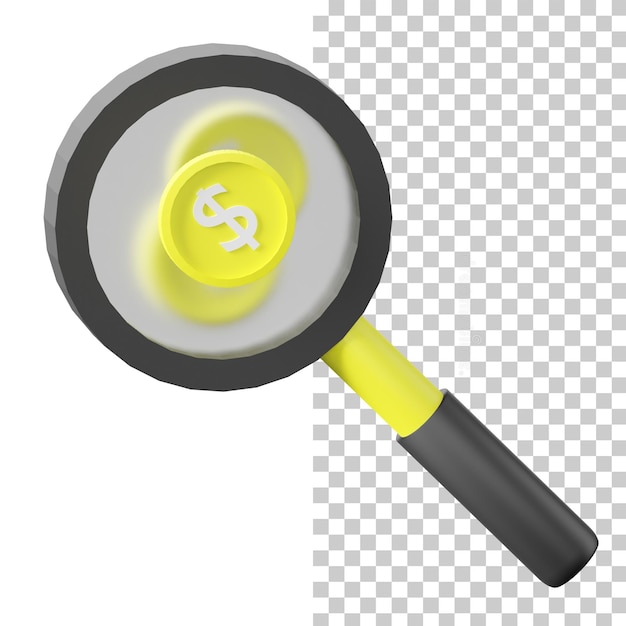 illustration of looking for dollars 3d