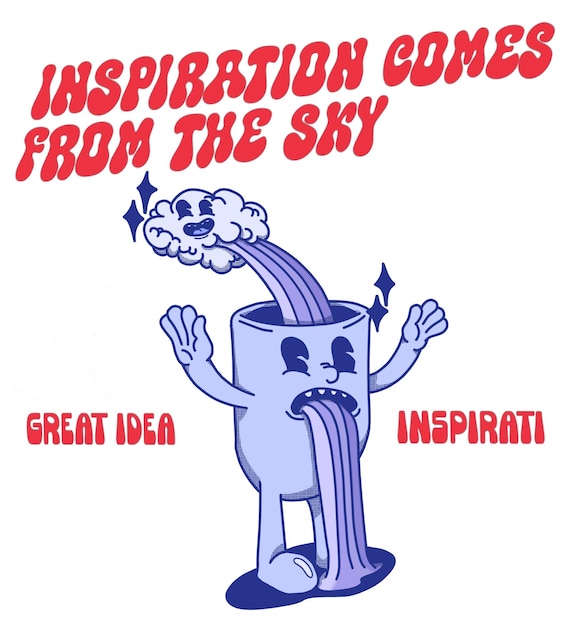 illustration of looking for inspiration up to the sky
