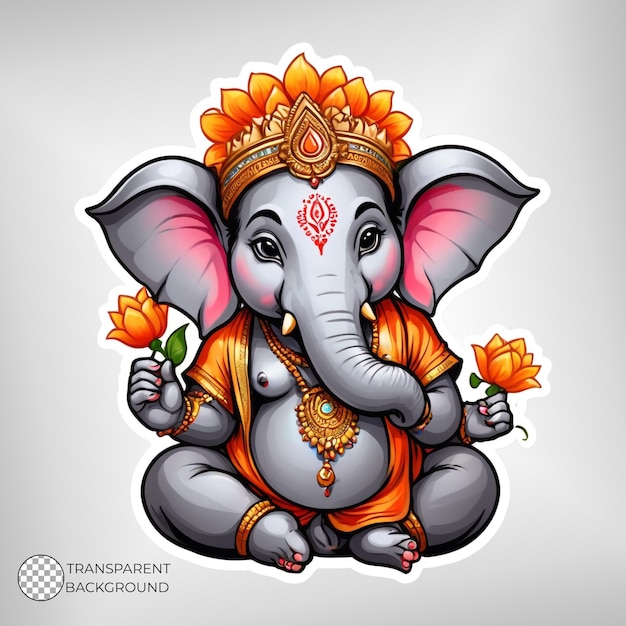 PSD illustration of lord little ganesha sticker