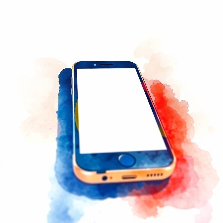 PSD a illustration of a mobile phone with white screen