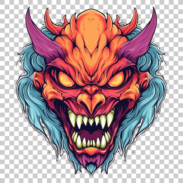 PSD illustration of a monster head for tshirt design