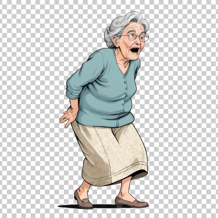PSD an illustration of an old woman with a surprised expression