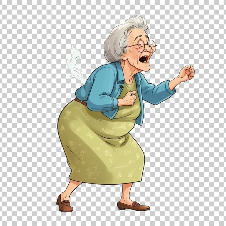 PSD an illustration of an old woman with a surprised expression