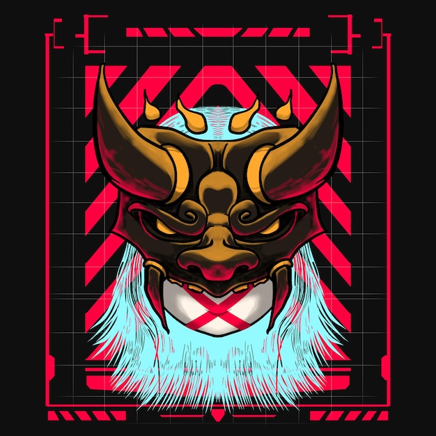 illustration of oni mask for tshirt design