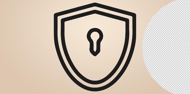 PSD illustration of padlock shield icon png on transparent background