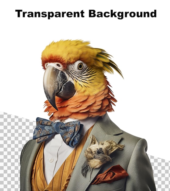 An illustration of a parrot in a business suit