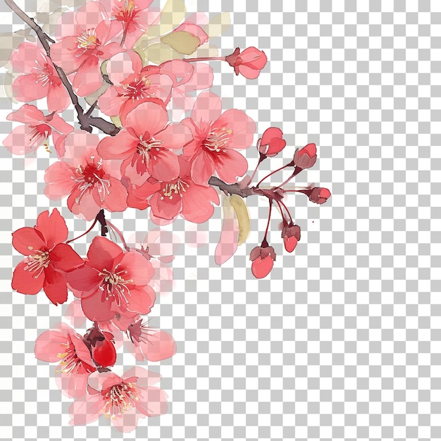 透明な背景に隔離された桃の花のイラスト PNG