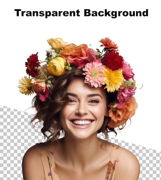 PSD an illustration of a person wearing a flowers crown