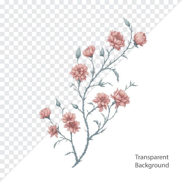 PSD illustration of png watercolor flower transparent background