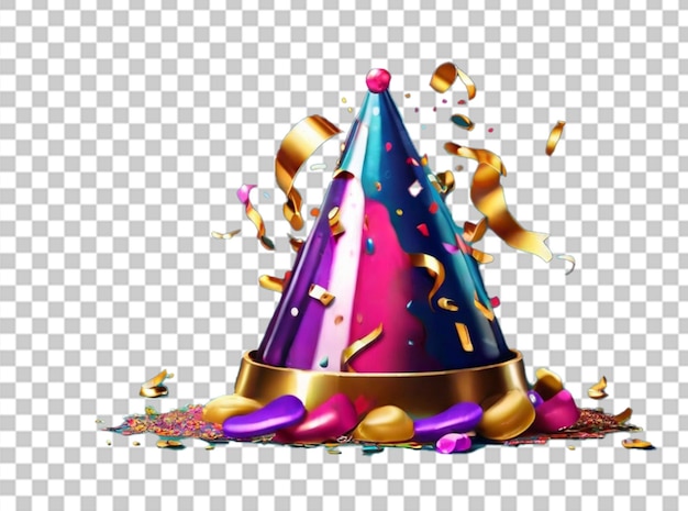 PSD illustration of a polkadot party hat and balloon