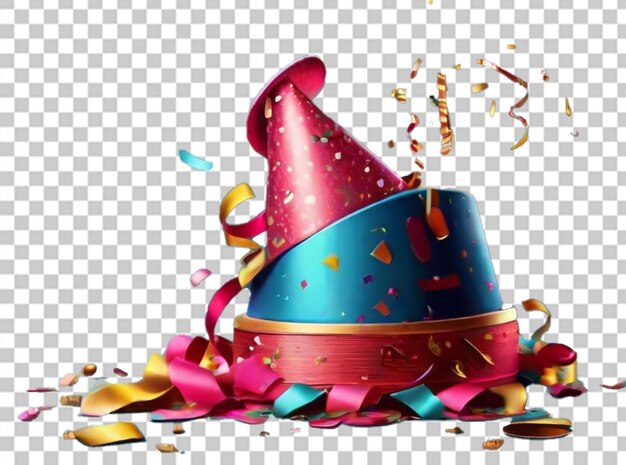 PSD illustration of a polkadot party hat and balloon