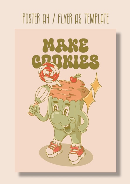 イラスト・ポスター 漫画のスタイルで美味しいクッキーを作る