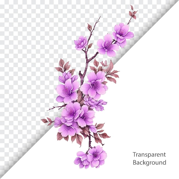 PSD illustration of purple flower transparent background