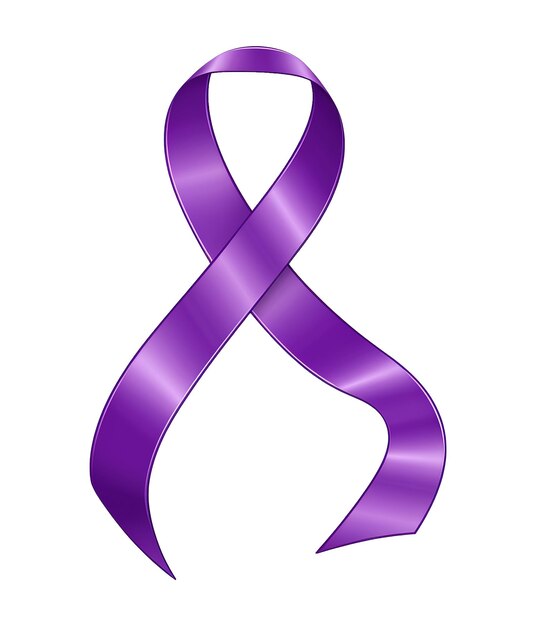 illustration of purple ribbon for support world cancer day