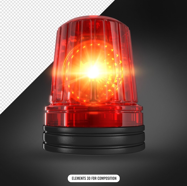PSD illustration of red flasher, flashing beacon with siren for police and ambulance cars