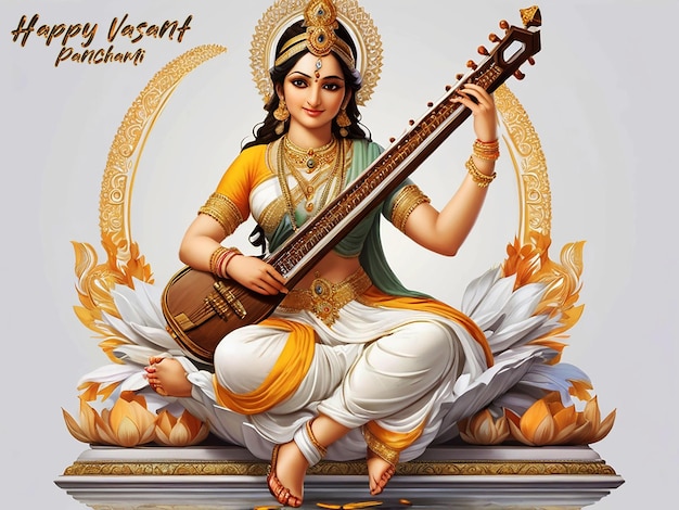 Illustrazione per il concetto di saraswati puja