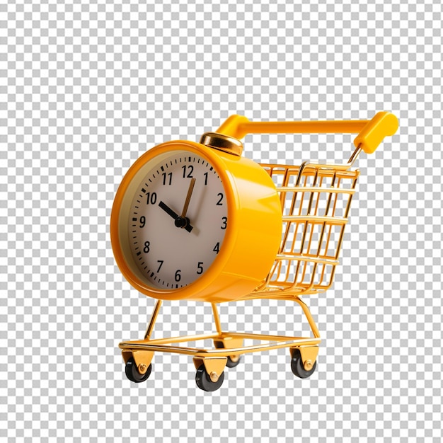 PSD un'illustrazione del concetto di carrello della spesa tempo per fare acquisti online