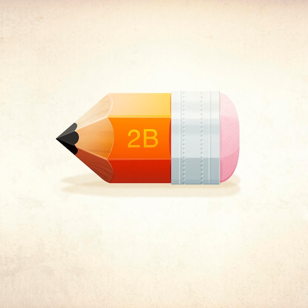 PSD illustration of a short pencil with an eraser on the end