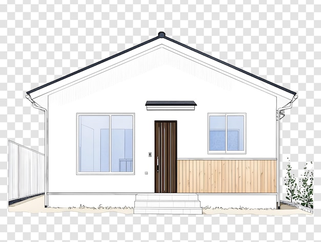 illustration of a small modern house with simple landscaping