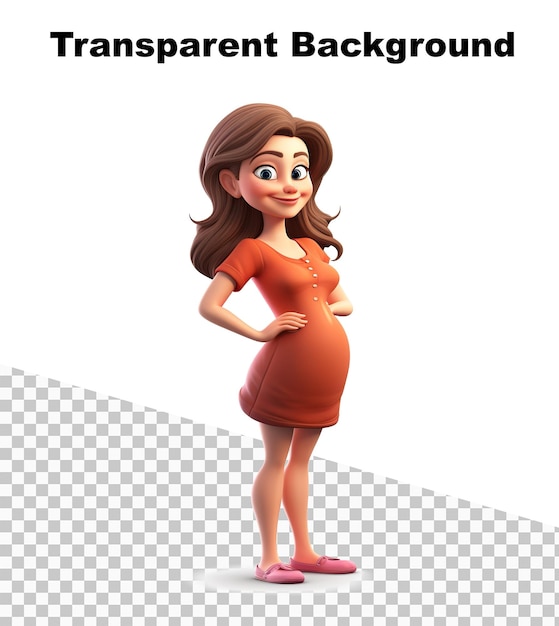 An illustration of a smiling pregnant cartoon woman posing for the camera