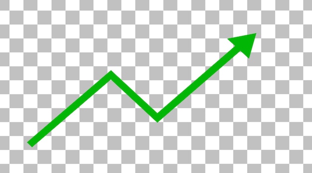 Illustrazione del grafico verde primaverile con freccia nera su sfondo trasparente