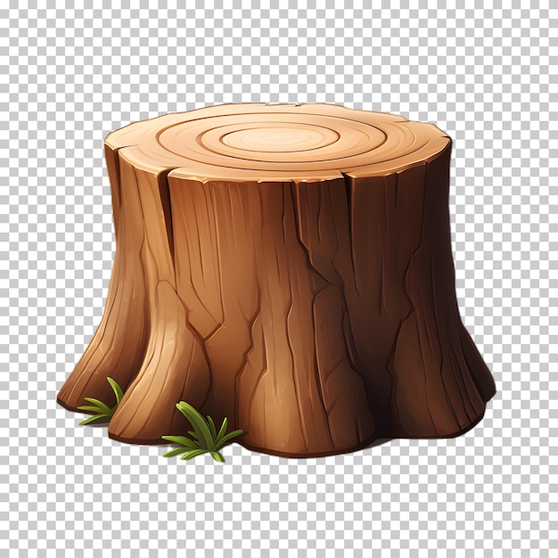 PSD illustration tree stump wooden texture isolated on transparent background