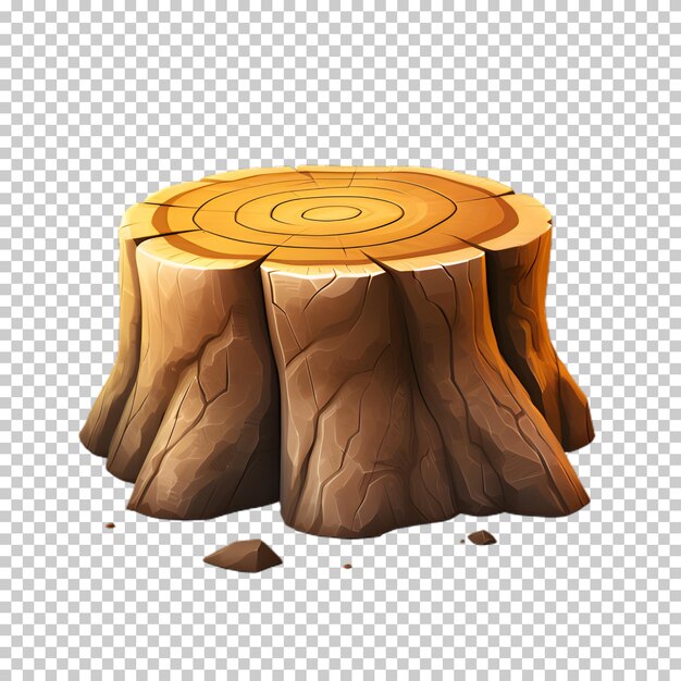 PSD illustration tree stump wooden texture isolated on transparent background