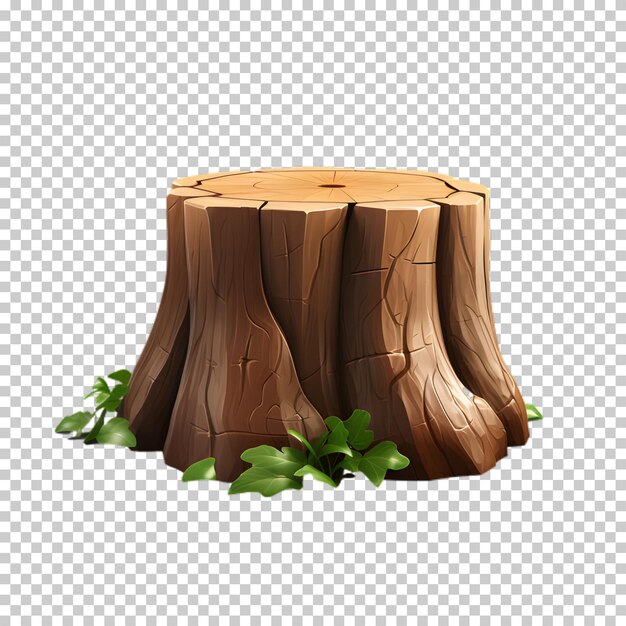 PSD illustration tree stump wooden texture isolated on transparent background