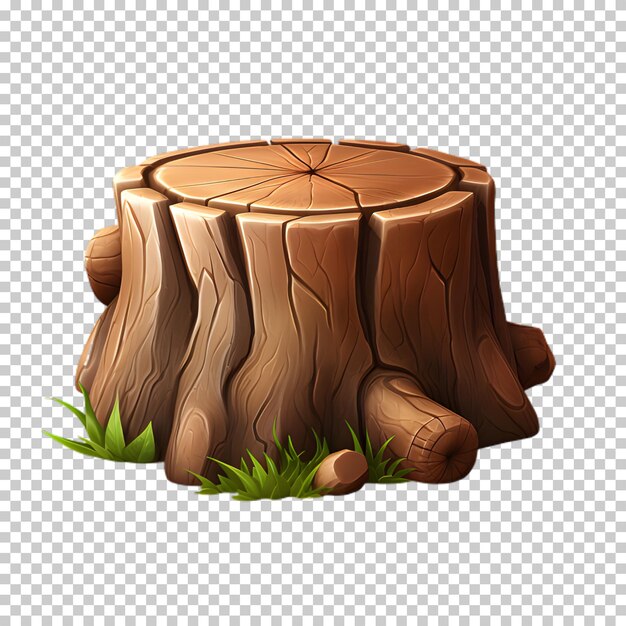 PSD illustration tree stump wooden texture isolated on transparent background