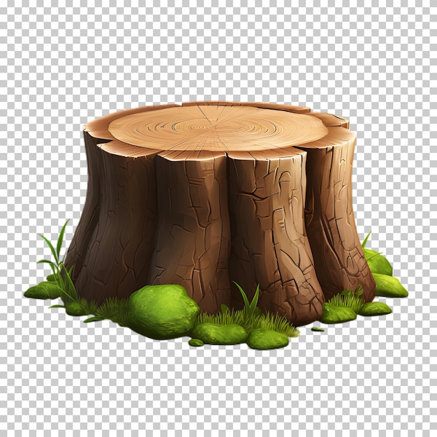 Illustration tree stump wooden texture isolated on transparent background