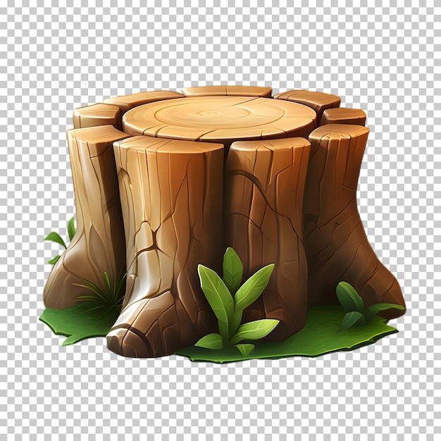 PSD illustration tree stump wooden texture isolated on transparent background