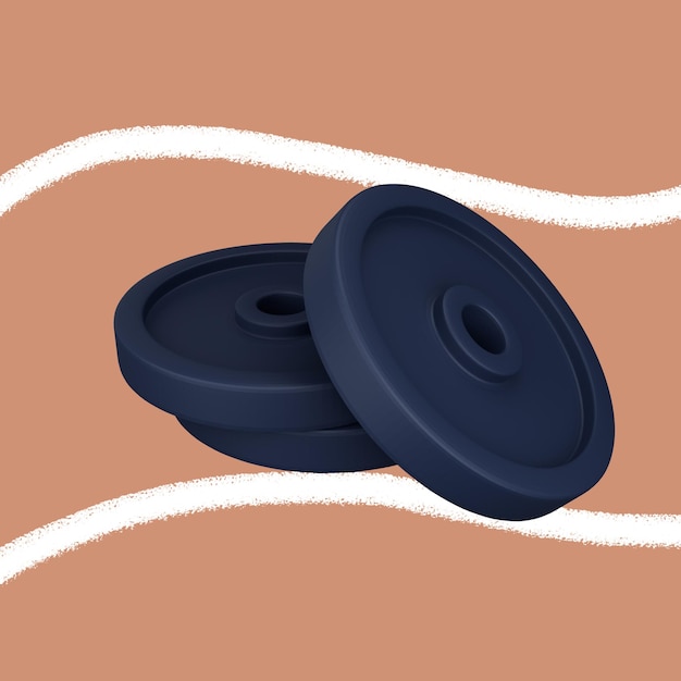 An illustration of two black plastic discs with a white line in the background.